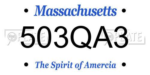 503QA3 Massachusetts License Plate