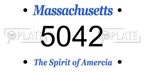 5042 Massachusetts License Plate