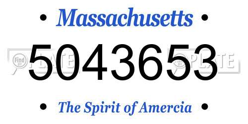 5043653 Massachusetts License Plate
