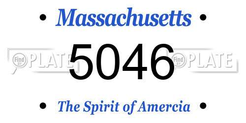 5046 Massachusetts License Plate