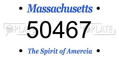 50467 Massachusetts License Plate