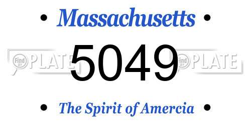 5049 Massachusetts License Plate