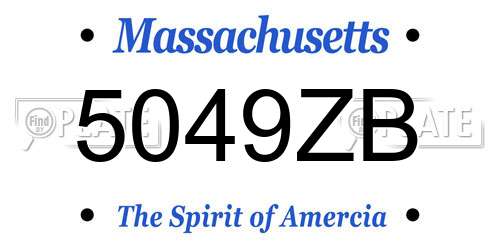 5049ZB Massachusetts License Plate