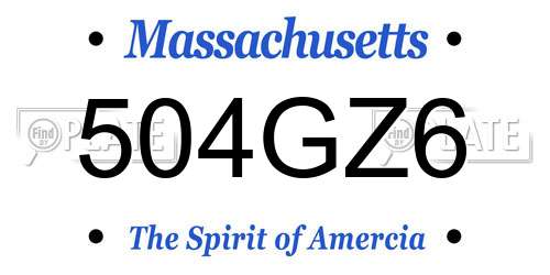 504GZ6 Massachusetts License Plate