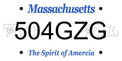 504GZG Massachusetts License Plate