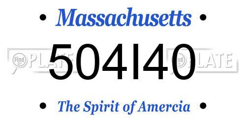 504I40 Massachusetts License Plate