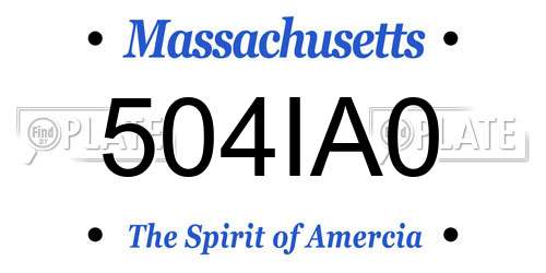 504IA0 Massachusetts License Plate
