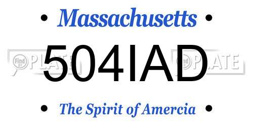 504IAD Massachusetts License Plate
