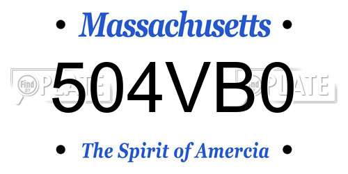 504VB0 Massachusetts License Plate