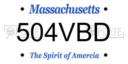 504VBD Massachusetts License Plate