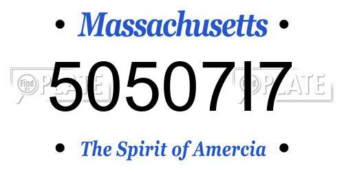 50507I7 Massachusetts License Plate
