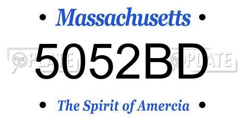 5052BD Massachusetts License Plate