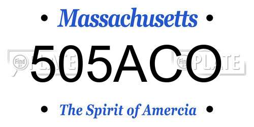 505ACO Massachusetts License Plate