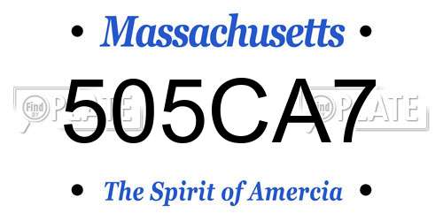 505CA7 Massachusetts License Plate