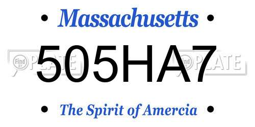505HA7 Massachusetts License Plate