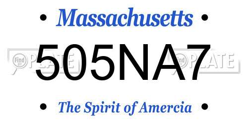 505NA7 Massachusetts License Plate