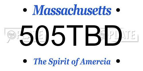 505TBD Massachusetts License Plate