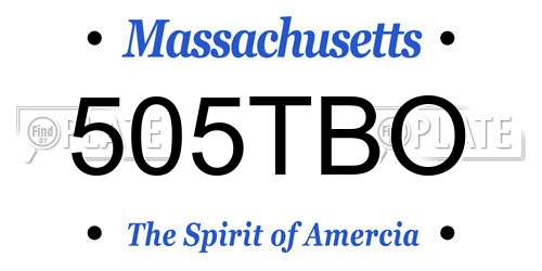 505TBO Massachusetts License Plate