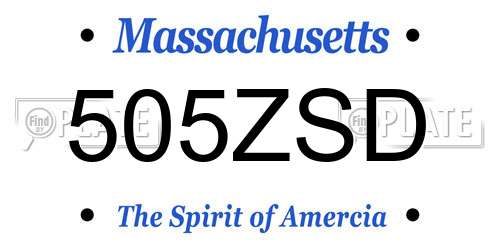 505ZSD Massachusetts License Plate