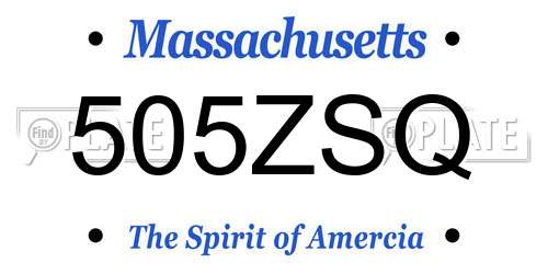 505ZSQ Massachusetts License Plate