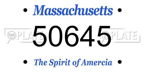 50645 Massachusetts License Plate