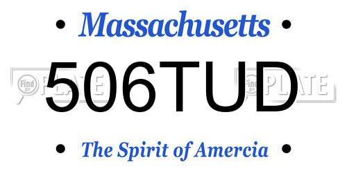 506TUD Massachusetts License Plate