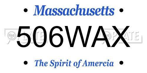 506WAX Massachusetts License Plate