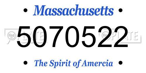 5070522 Massachusetts License Plate
