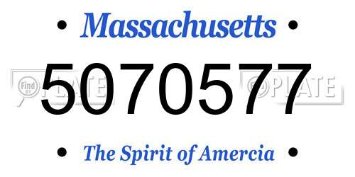 5070577 Massachusetts License Plate