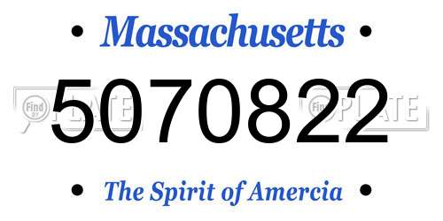 5070822 Massachusetts License Plate