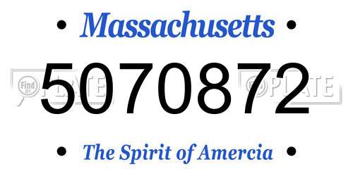 5070872 Massachusetts License Plate