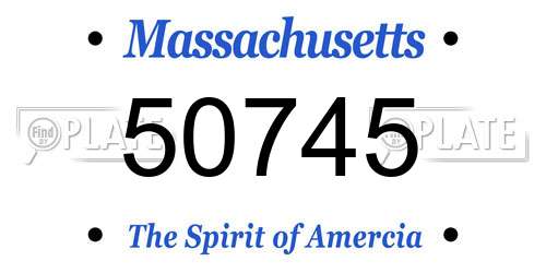 50745 Massachusetts License Plate