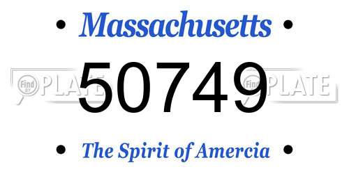 50749 Massachusetts License Plate