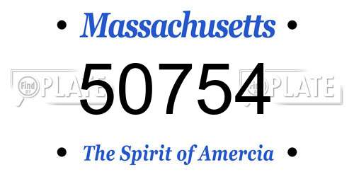 50754 Massachusetts License Plate