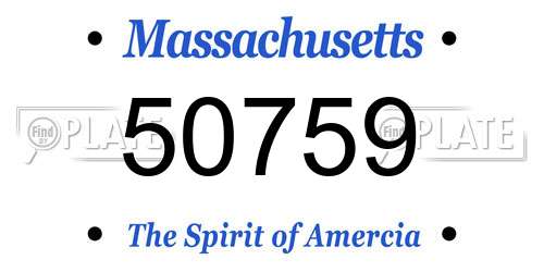 50759 Massachusetts License Plate