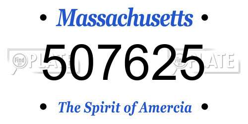 507625 Massachusetts License Plate