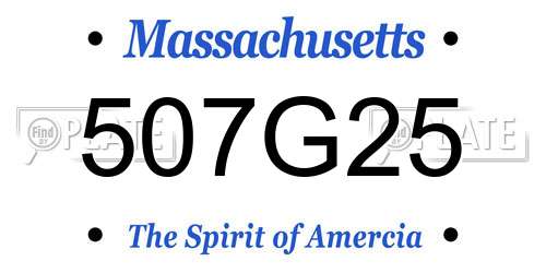 507G25 Massachusetts License Plate