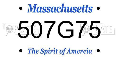 507G75 Massachusetts License Plate