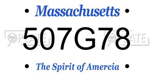 507G78 Massachusetts License Plate