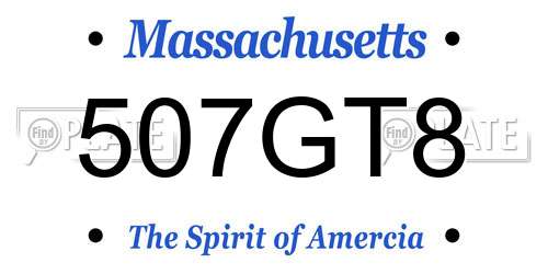 507GT8 Massachusetts License Plate