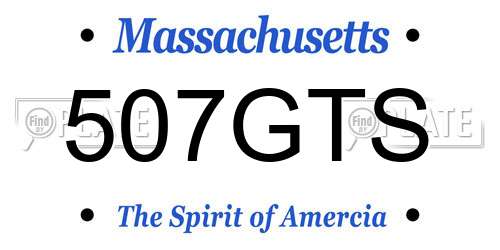 507GTS Massachusetts License Plate