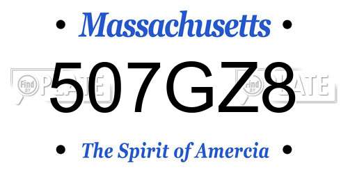 507GZ8 Massachusetts License Plate