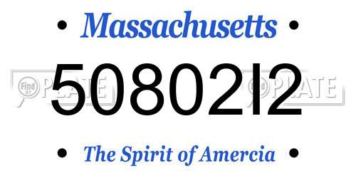 50802I2 Massachusetts License Plate