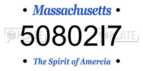 50802I7 Massachusetts License Plate