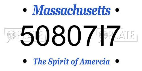 50807I7 Massachusetts License Plate