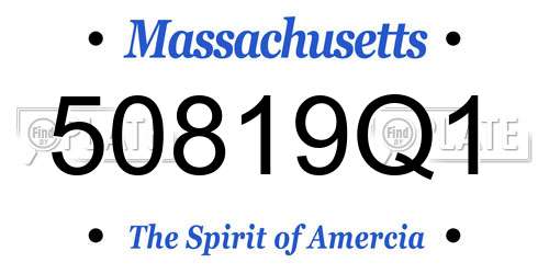 50819Q1 Massachusetts License Plate
