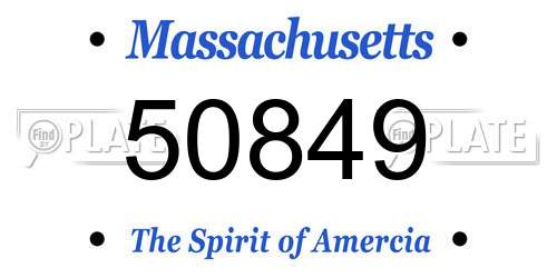 50849 Massachusetts License Plate