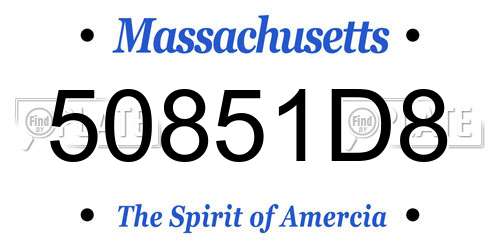 50851D8 Massachusetts License Plate
