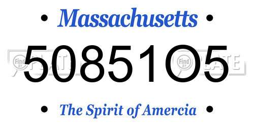 50851O5 Massachusetts License Plate