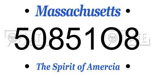 50851O8 Massachusetts License Plate